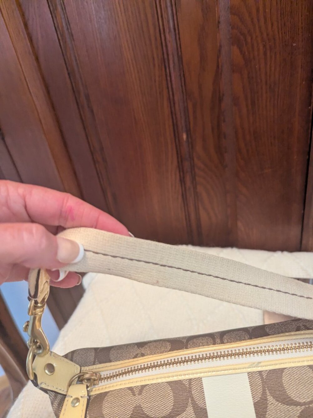 Coach Vintage heritage stripe signature collect tan cream white bag 41115 - Picture 9 of 11